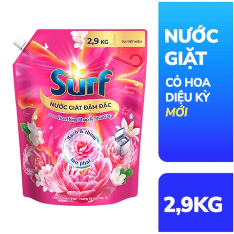 Nước Giặt Surf Hương Hoa Hồng Pháp & Nhài Tây Túi 2.9kg