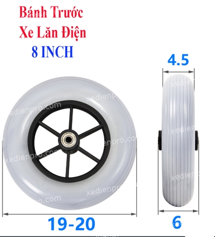 Bánh Trước Xe Lăn Điện 8 Inch, Lốp Đặc