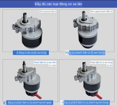 Động Cơ Motor Xe Lăn Điện 24V 250W Phanh Tự Động Có Thắng Từ