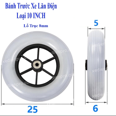 Bánh Trước Xe lăn Điện 10 Inch Lốp Đặc
