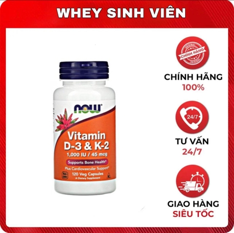 Vitamin D3 K2 1000 IU Now (120 viên)