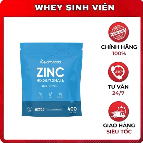 WeightWorld ZinC Bisglycinate (25mg) - 400 viên