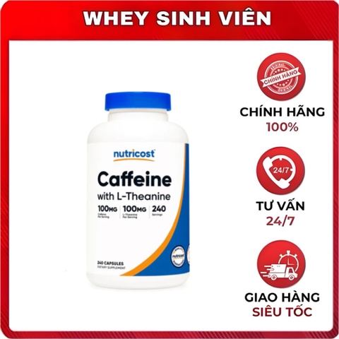 Nutricost Caffeine with L-Theanine (100mg) - 240 viên