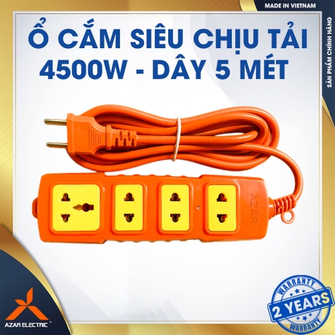 Ổ DÂY CẮM SIÊU CHỊU TẢI 4 LỖ - DÂY 5 mét