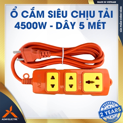 Ổ DÂY CẮM SIÊU CHỊU TẢI 3 LỖ - DÂY 5 mét