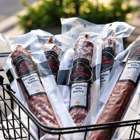 Salchichon Iberian Vela - CEBO/ Xúc xích Iberico Cebo muối nguyên cây