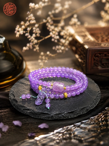 Chuỗi Vòng quấn tay Lu Thống Tỳ Hưu Thạch Anh Tím