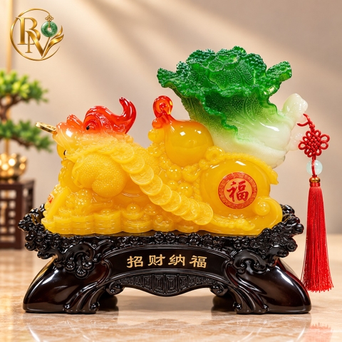 Tỳ Hưu Kéo Bắp Cải Phong Thuỷ - Vàng