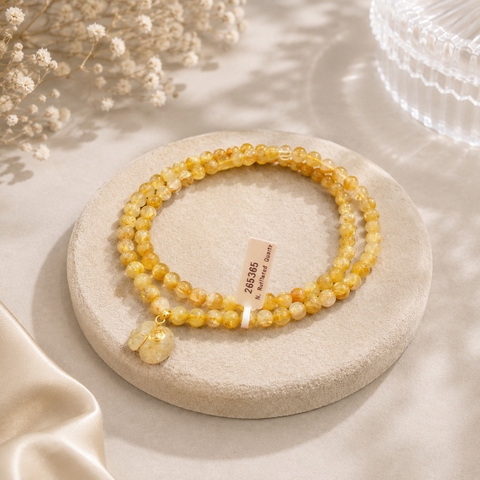 Chuỗi Vòng Tay Thạch Anh Tóc Vàng mix Charm - Túi Tiền