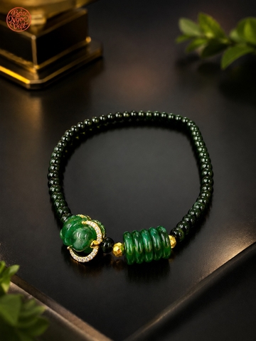 Vòng Tay Ngọc Cẩm Thạch Túi Tiền, Ngũ Điếu mix Charm