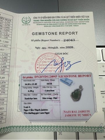 Mặt dây chuyền Hồ Lô Phỉ Thuý Jade A Lam Ngọc