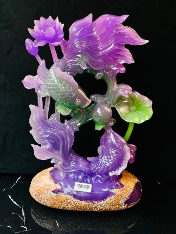 Decor Phong Thủy Song Ngư Liên Hoa - Tử La Lan Cao Cấp