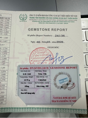 Vòng tay Chuỗi Thạch Anh Hồng Tình Duyên – Thỏ Ngọc Đón Lộc, Sen Hồng Tịnh Tâm 8.3-8.6 li