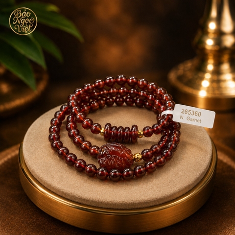 Chuỗi Vòng Tay Granet mix Charm - Bánh Xe