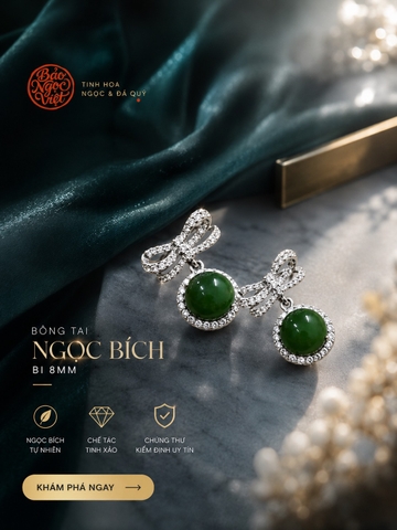 Bông Tai Ngọc Bích Bi 8 li