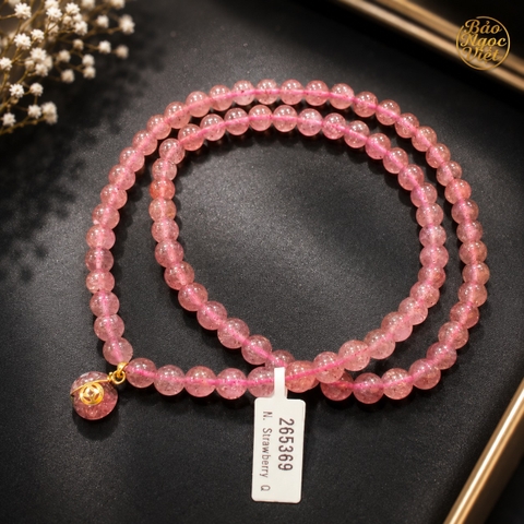 Chuỗi Vòng Tay Thạch Anh Dâu Tây mix Charm - Túi Tiền
