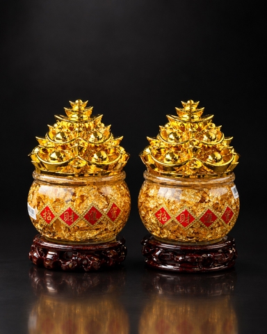 Đôi Hũ Vàng Chiêu Tài - Tụ Bảo Bồn Phong Thủy Cao Cấp