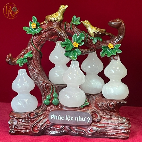 Cây Hồ Lô Ngũ Phúc Đá Ngọc Hoàng Long màu Hồng