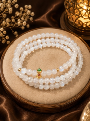 Chuỗi Vòng Tay Thạch Anh Trắng Mix Charm Lu Thống 4 li