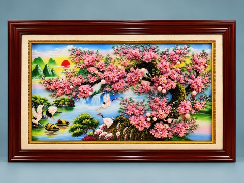Tranh Đá Quý Lão Đào Trường Thọ 2m36x1m36