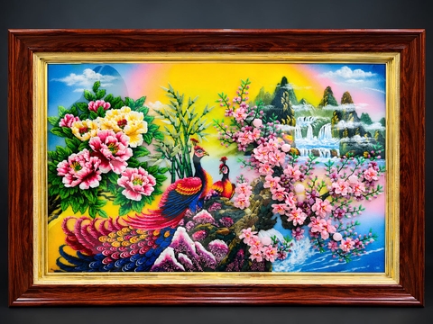 Tranh Đá Quý Đôi Công Phu Thê 1m40x1m