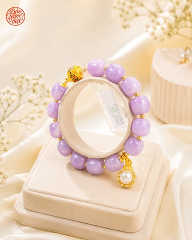 Vòng tay chuỗi hạt Thạch Anh tự nhiên Lu Thống Tím Phớt 10,4 li