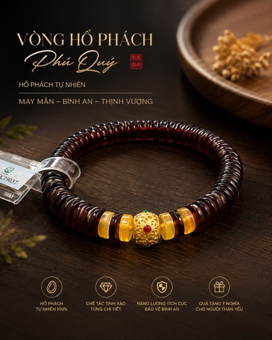 Vòng Tay Hổ Phách Đồng Điếu