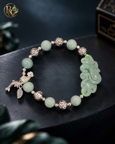 Lắc Tay Ngọc Cẩm Thạch mix charm Mặt Khánh Vân