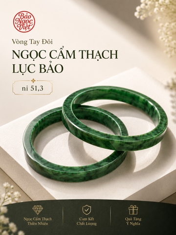 Vòng Tay Đôi Ngọc Cẩm Thạch Lục Bảo ni 51,3