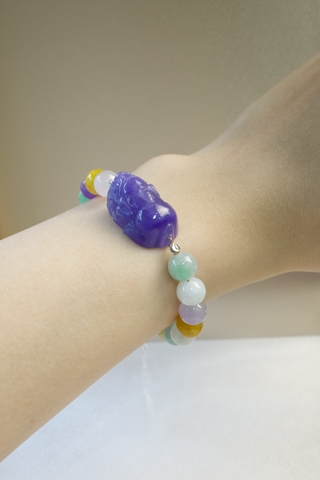 Vòng Tay chuỗi hạt Ngọc Cẩm Thạch Jadeite Đa Bảo - mix Tỳ Hưu 7.8 li