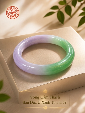 Vòng Cẩm Thạch Bản Đũa Ú Xanh Tím ni 59