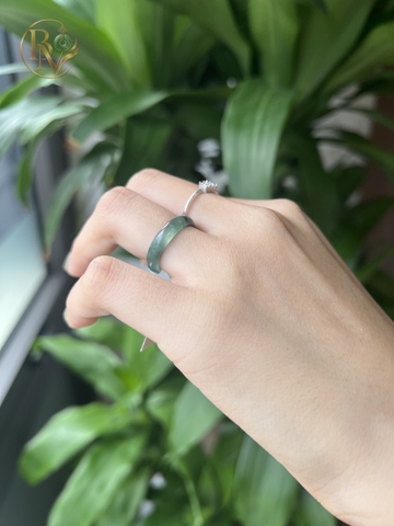 Nhẫn Cẩm Thạch bản hẹ Lam Băng ni nhiều size