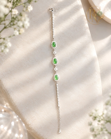 Lắc tay Hồ Lô Cẩm Thạch Xanh Lục Type A mix charm