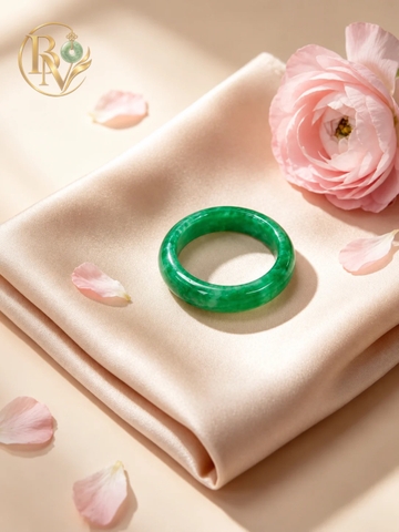 Nhẫn bản hẹ Phỉ Thuý Xanh Cay ni nhiều size 16-19
