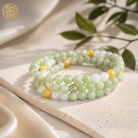 Chuỗi Vòng Cổ Ngọc Cẩm Thạch Đa Bảo Pastel