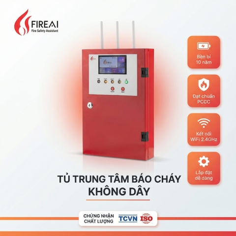 Tủ Trung Tâm Báo Cháy Không Dây Địa Chỉ 127 Địa Chỉ/Loop FireAI WAC-01