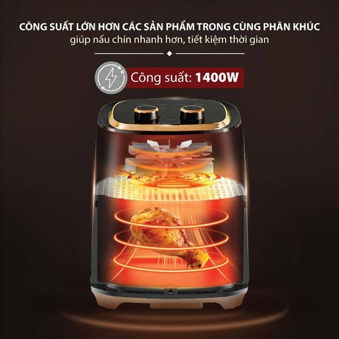 Nồi chiên không dầu 4.5L Fujihome A4EB nhập khẩu, nồi chiên mini ko dầu cơ tự ngắt 4.5 lít chống dính cao cấp