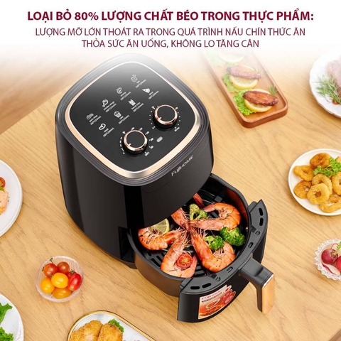 Nồi chiên không dầu 4.5L Fujihome A4EB nhập khẩu, nồi chiên mini ko dầu cơ tự ngắt 4.5 lít chống dính cao cấp