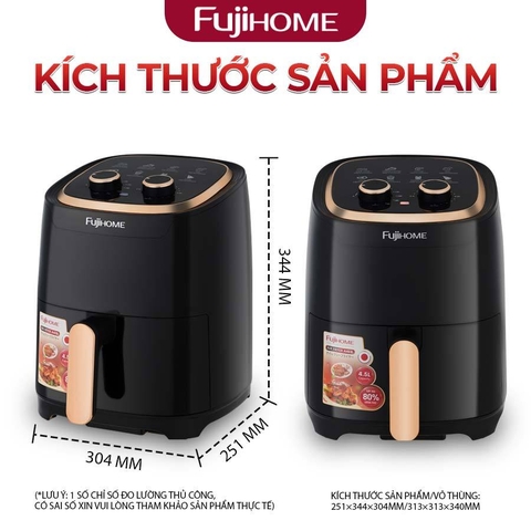 Nồi chiên không dầu 4.5L Fujihome A4EB nhập khẩu, nồi chiên mini ko dầu cơ tự ngắt 4.5 lít chống dính cao cấp