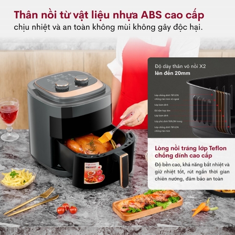 Nồi chiên không dầu Fujihome A6GG 6.5L | Bảo hành 18 tháng