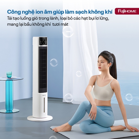 Quạt tháp làm mát bằng hơi nước lọc không khí Ion Nhập Khẩu Fujihome AC-DT5E, quạt đối lưu không khí