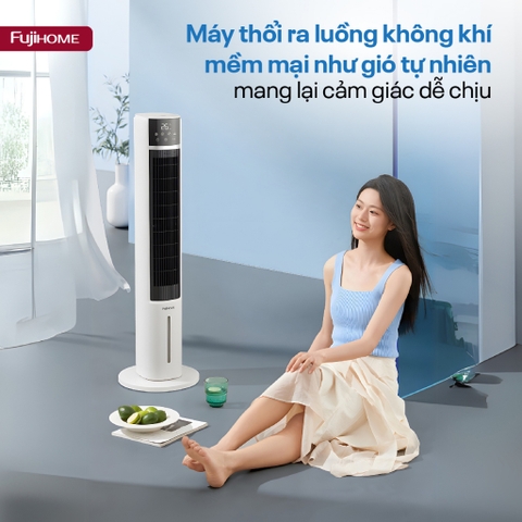 Quạt tháp làm mát bằng hơi nước lọc không khí Ion Nhập Khẩu Fujihome AC-DT5E, quạt đối lưu không khí