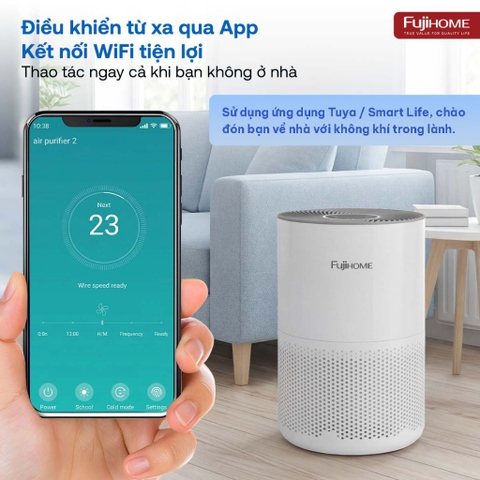 Máy lọc không khí thông minh HEPA H13 nhập khẩu FUJIHOME AP5COMPACT, máy lọc bụi khử mùi diệt khuẩn