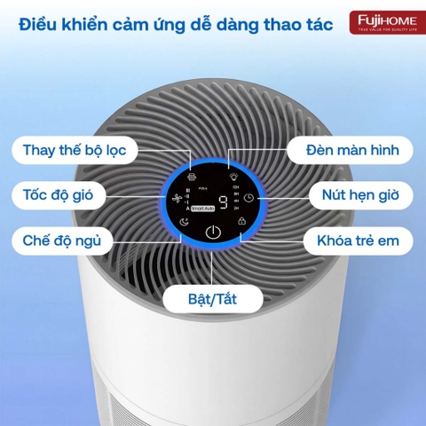 Máy lọc không khí FUJIHOME AP5Grand, màng HEPA lọc bụi mịn, kết nối WIFI điều khiển APP thông minh