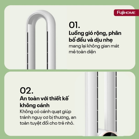 Quạt không cánh tích hợp lọc không khí bằng ion Fujihome BF-03R -động cơ không chổi than-BH 24 tháng