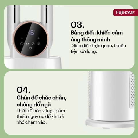Quạt không cánh tích hợp lọc không khí bằng ion Fujihome BF-03R -động cơ không chổi than-BH 24 tháng