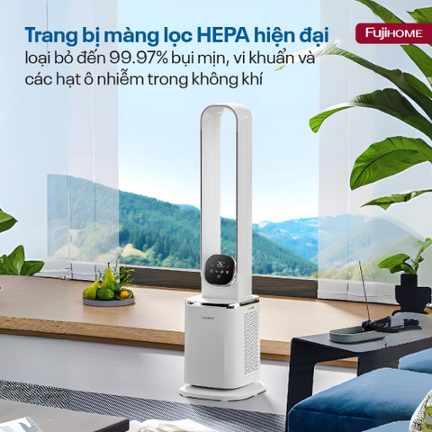 Quạt không cánh lọc không khí HEPA và Ion Fujihome BF-05R-HEPA -động cơ không chổi than- BH 24 tháng