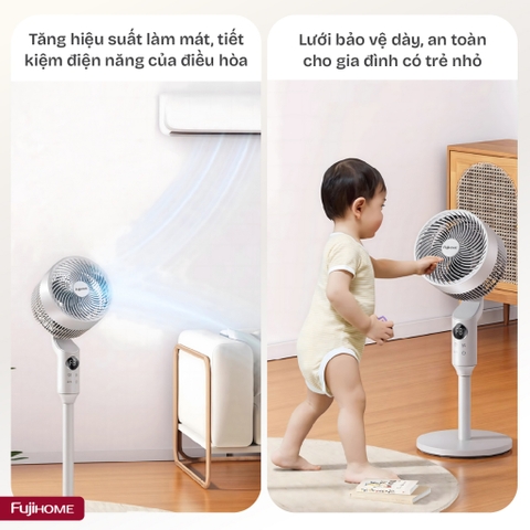 Quạt tuần hoàn không khí Fujihome CF201 gió mát đều khắp phòng, siêu tiết kiệm điện 40W/giờ