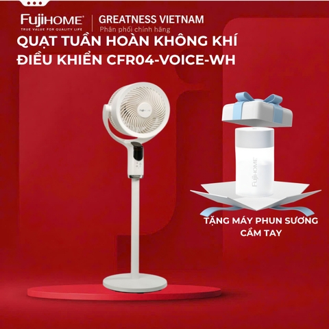Quạt tuần hoàn không khí thông minh, ra lệnh giọng nói  Fujihome CFR04-VOICE (Màu Trắng)