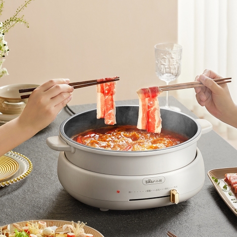 Nồi Lẩu Nướng Hấp Đa Năng Bear 4L DHG-C40W2 1500W, 4 Mức Nhiệt, Kèm Xửng Hấp 3.5L, BH 18 Tháng